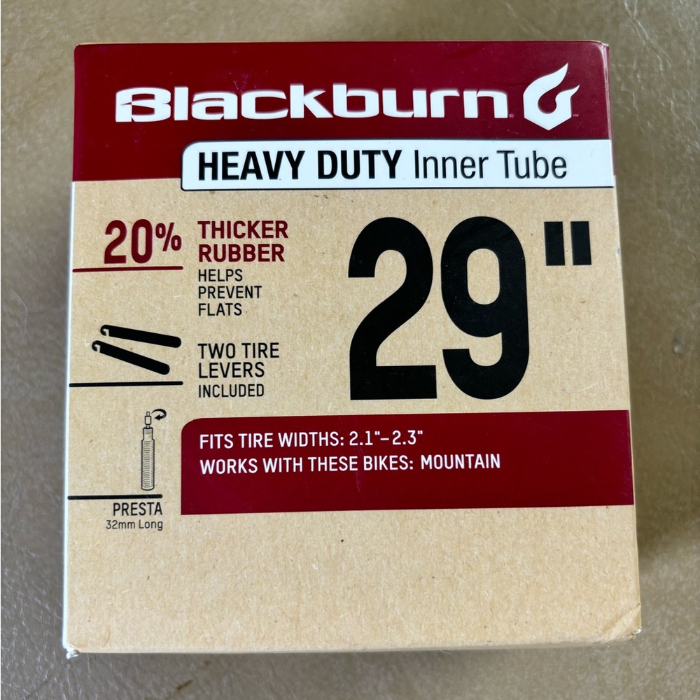 Blackburn 29" Heavy Duty Bicycle Inner Tube with Tire Levers, Presta Valve,black